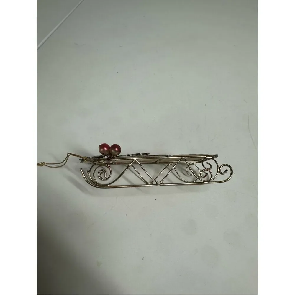 Rare Vintage Stained Christmas Ornament Santa's Sleigh 4”